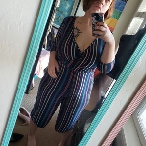 Blue striped jumpsuit/romper